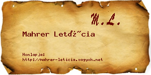 Mahrer Letícia névjegykártya